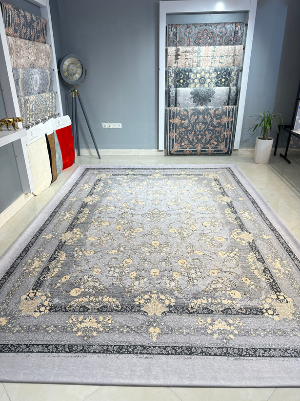 روفرشی کشدار جنس مخمل طرح طوسی طلایی