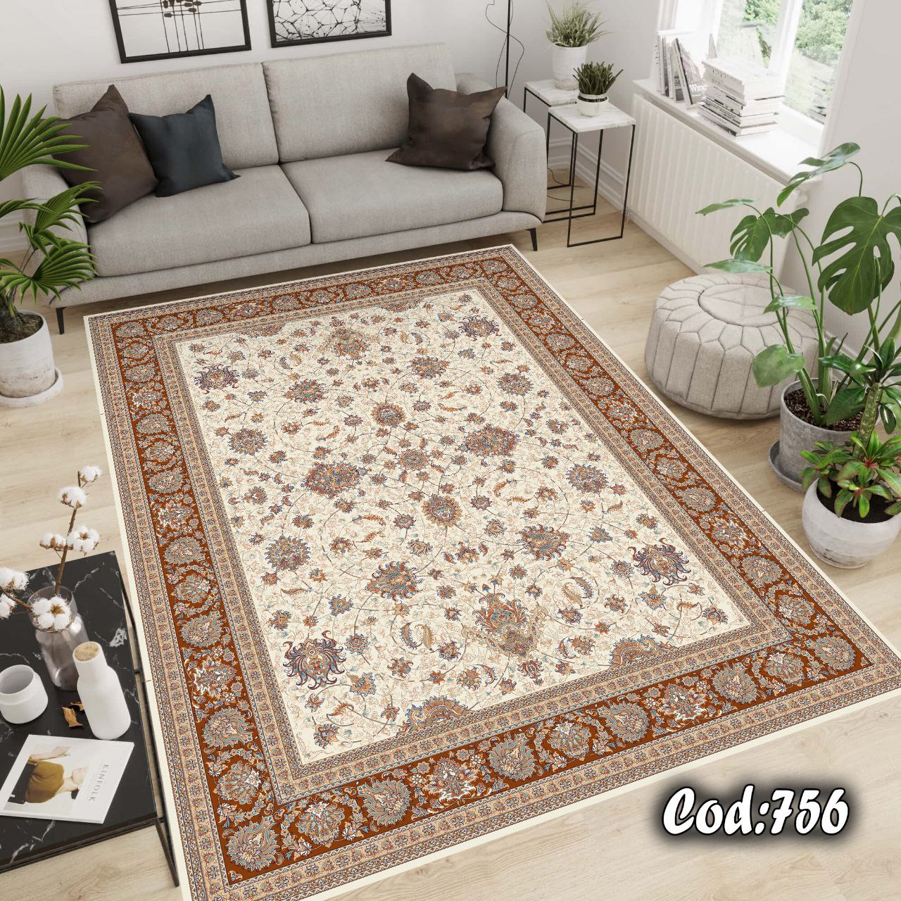 روفرشی کشدار جنس مخمل طرح کرم قهوه ه ای افشان