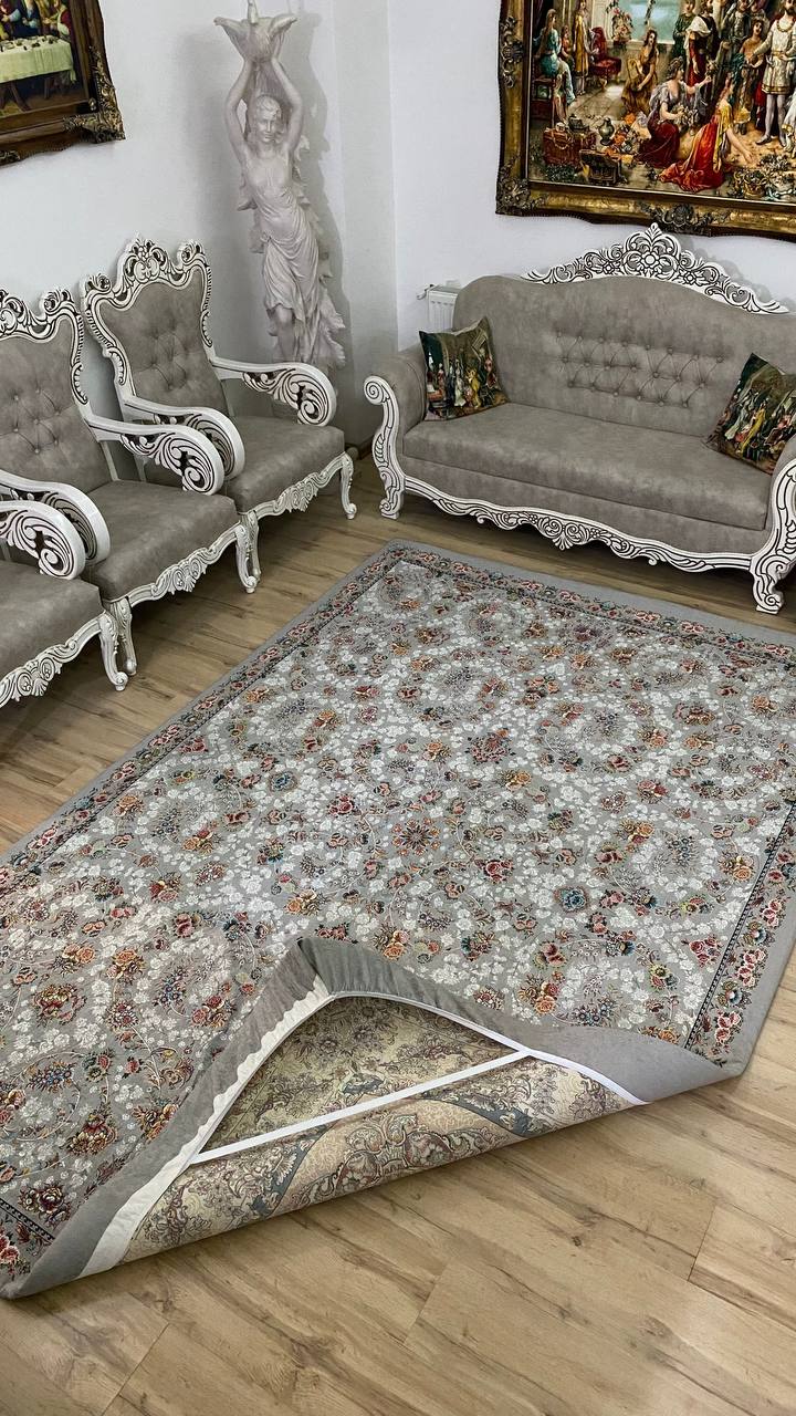 روفرشی کشدار جنس مخمل شانل طرح طوسی افشان