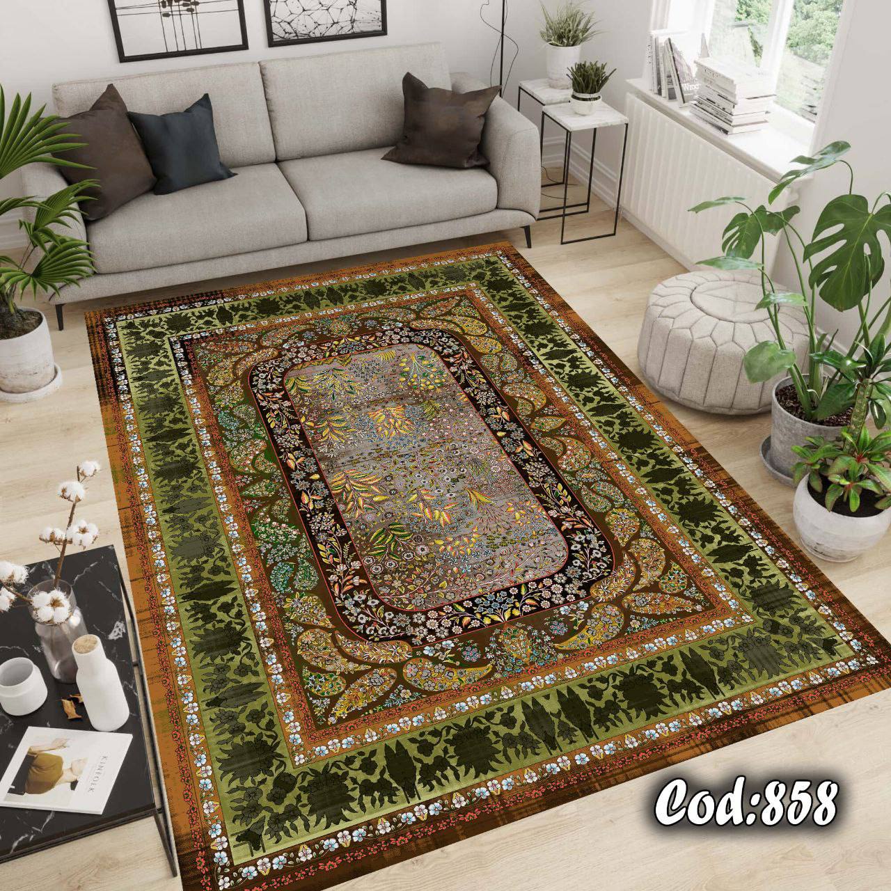 روفرشی کشدار جنس مخمل طرح سبزوقهوه ای