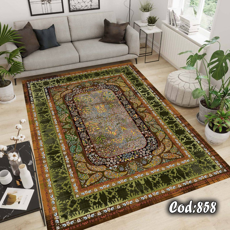 روفرشی کشدار جنس مخمل طرح سبزوقهوه ای