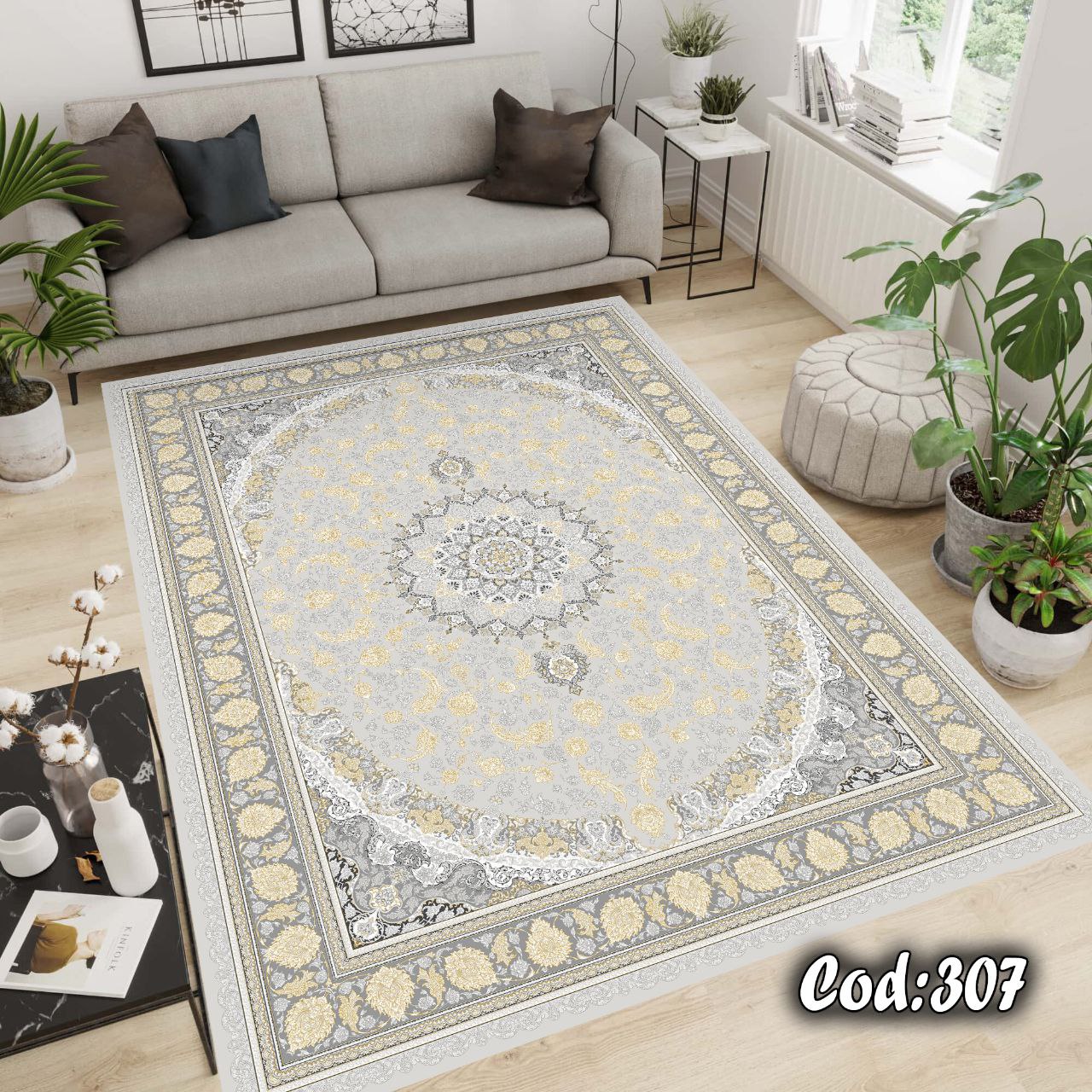 روفرشی کشدار جنس مخمل طرح کرم نقره‌ای دردورنگبندی
