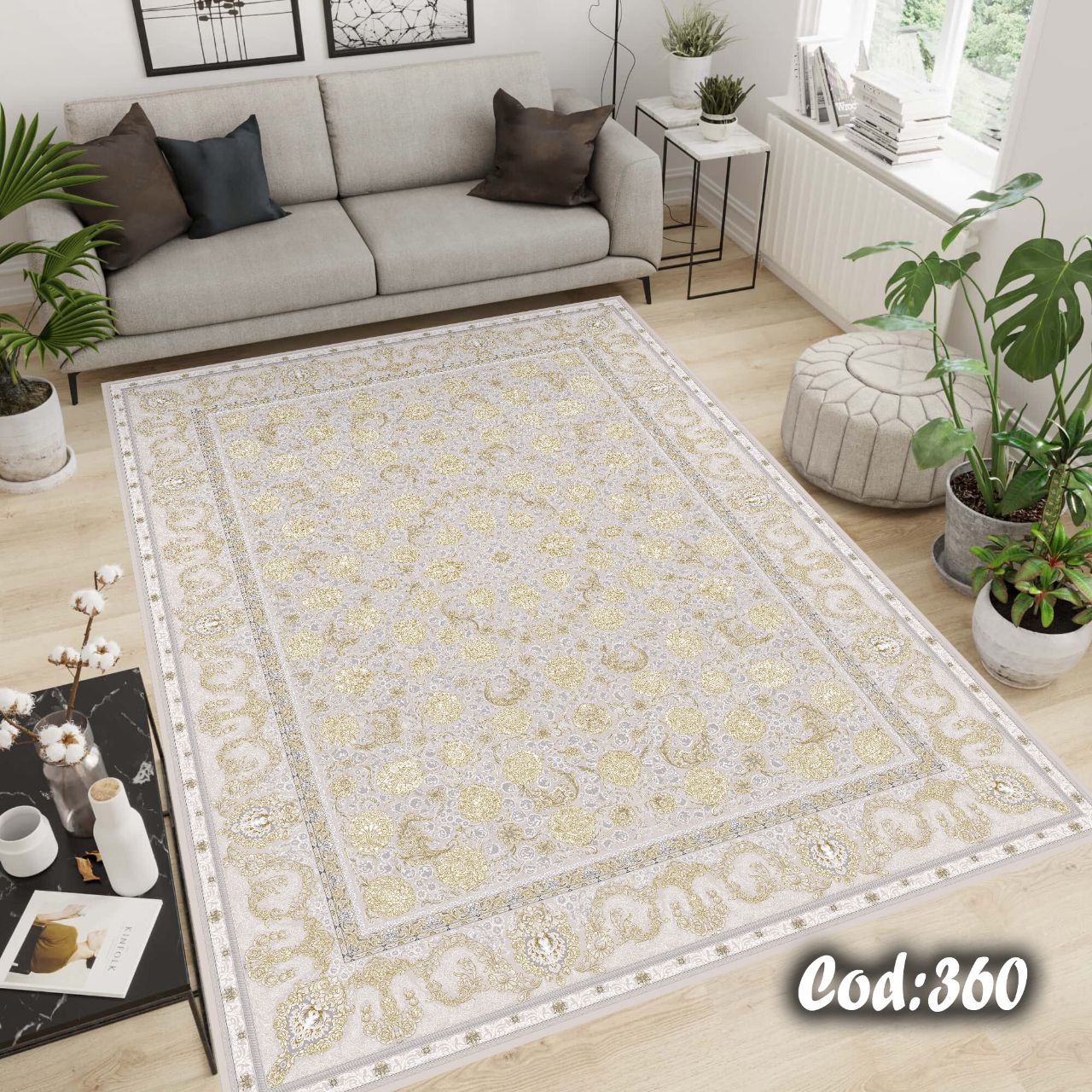 روفرشی کشدار جنس مخمل طرح کرم نسکافه ای وطلایی