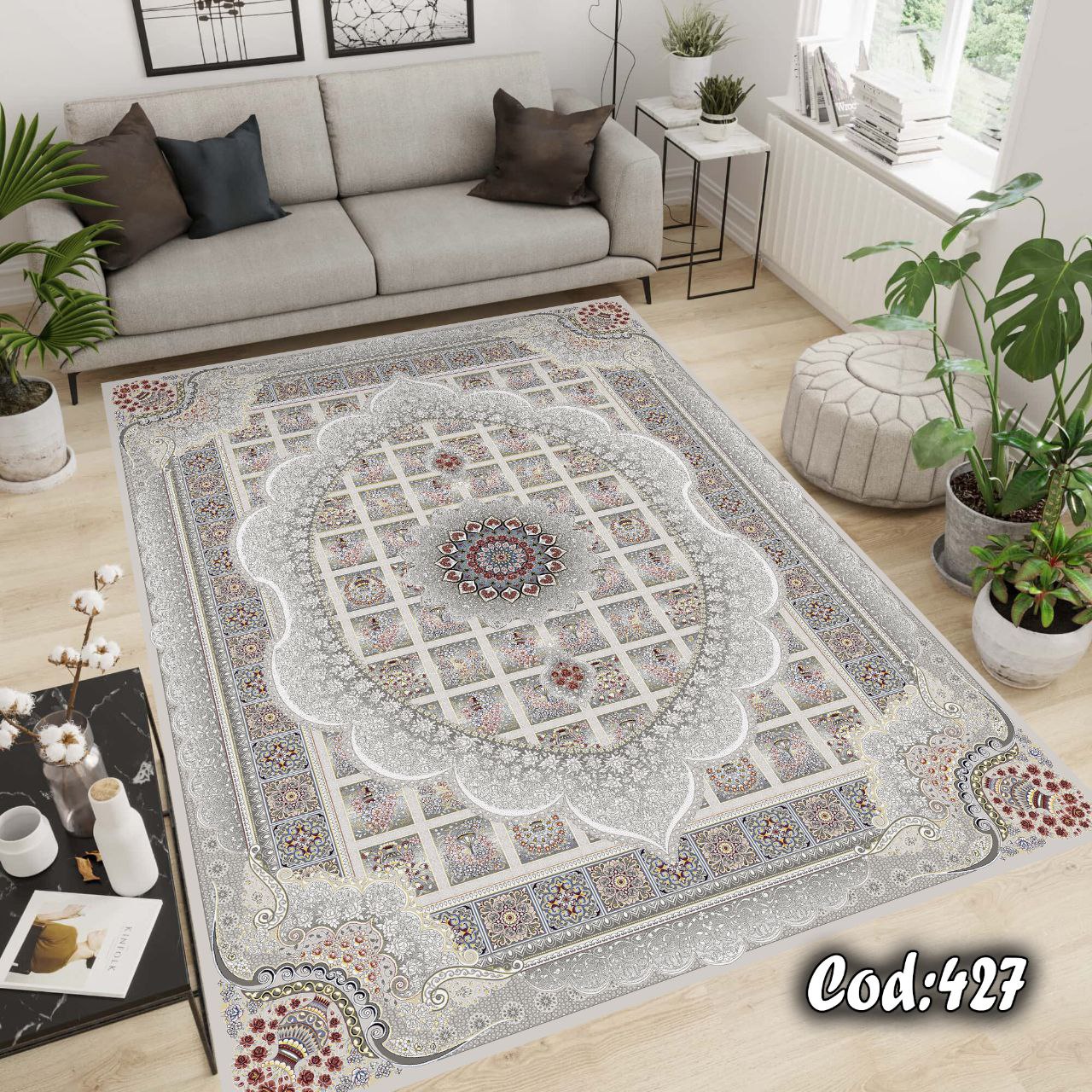 روفرشی کشدار جنس مخمل طرح کلاسیک طوسی