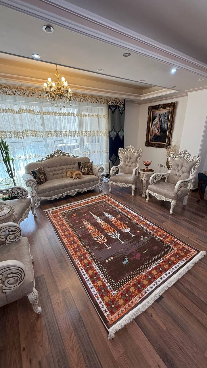 فرشینه جنس نرم ومخملی زیره استپ دار طرح درخت